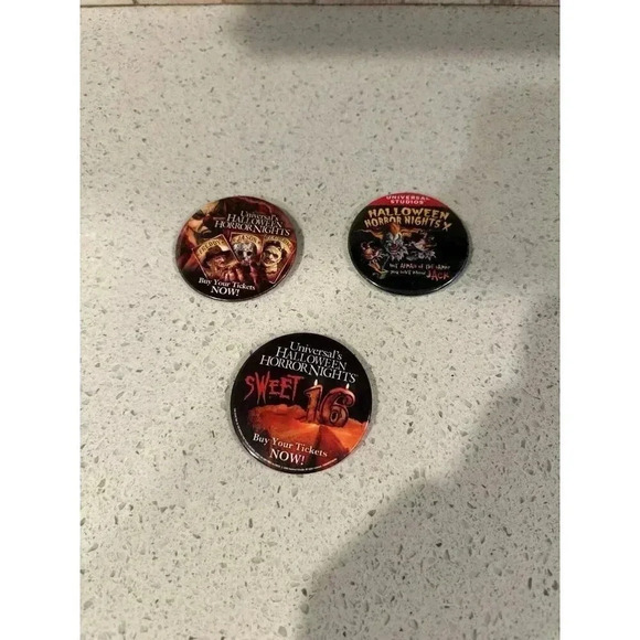 Rare Halloween Horror Nights Button Lot Of 3 bk - Picture 1 of 5